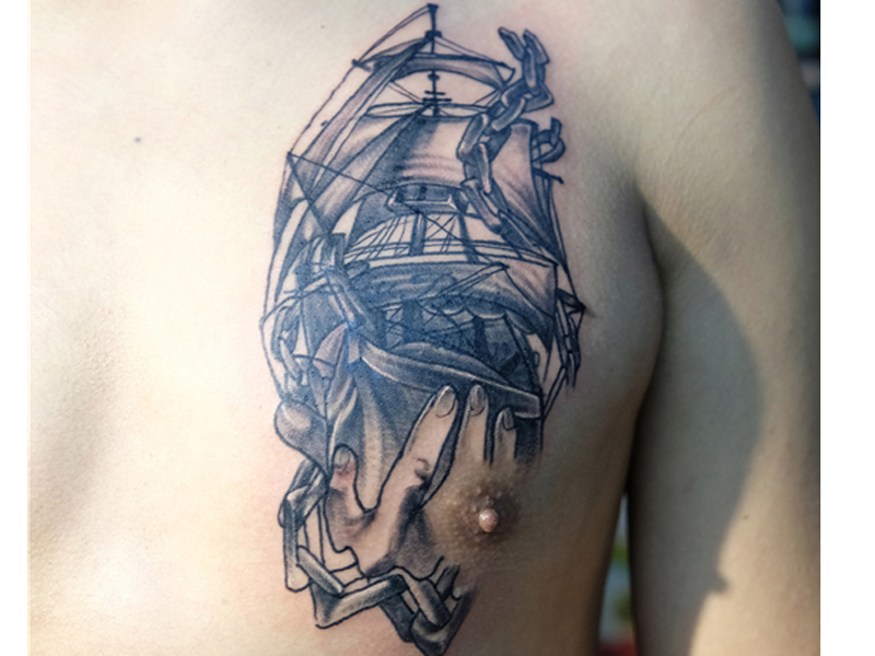 帆船纹身图案